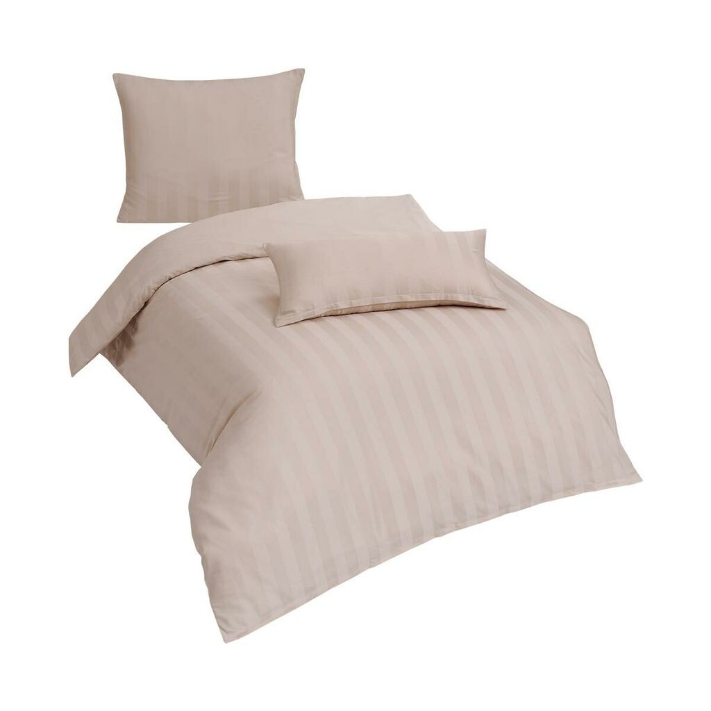 

Постельное белье Dream Sleep Mako сатин однотонный в полоску 4 см 155х200 см + 80х80 см бежевый Traumschlaf