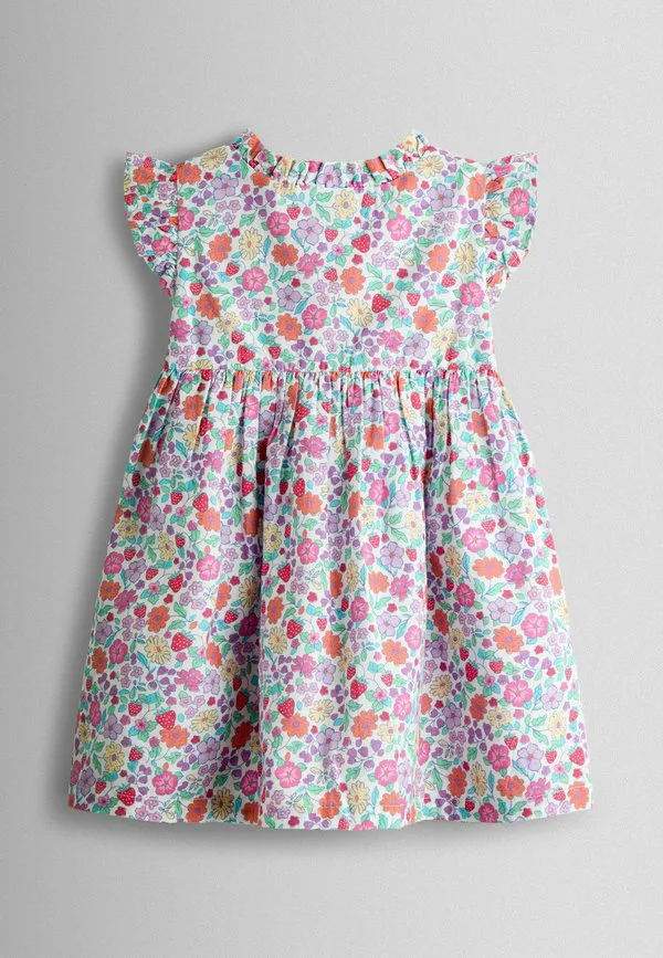 Платье прямого кроя с оборками на плечах Jojo Maman Bébé, Pink Strawberry Floral — фото 2