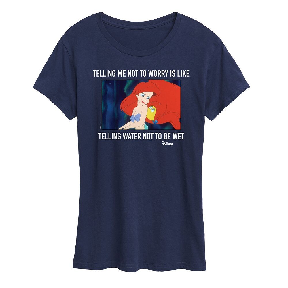 

Женская футболка Not Worry с рисунком Disney Princess Ariel, темно-синий
