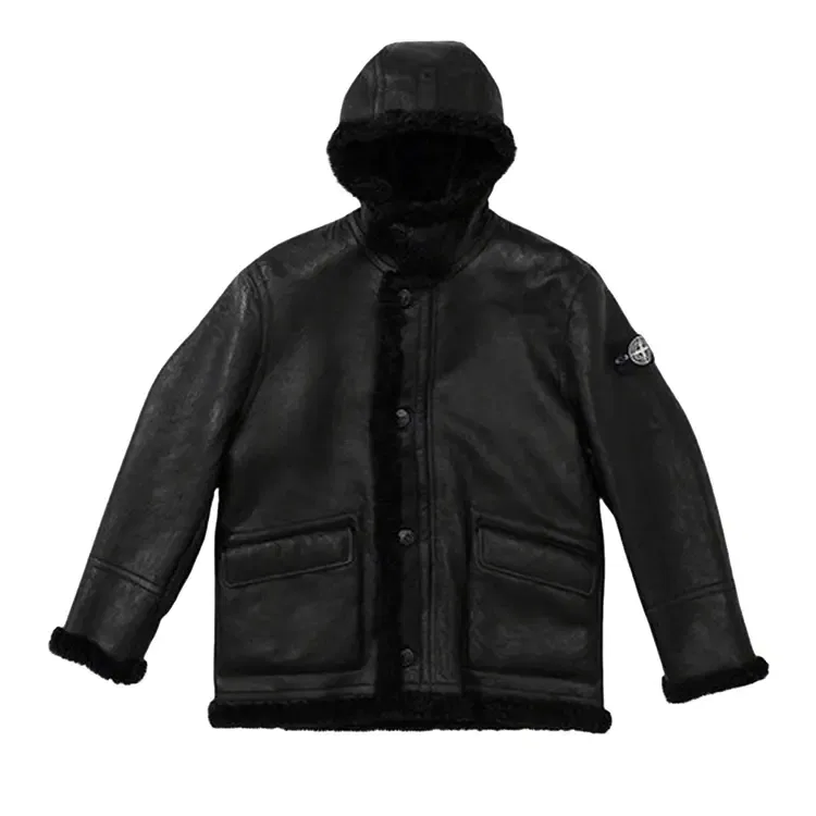 Куртка с капюшоном и ручной росписью Supreme x Stone Island, черный