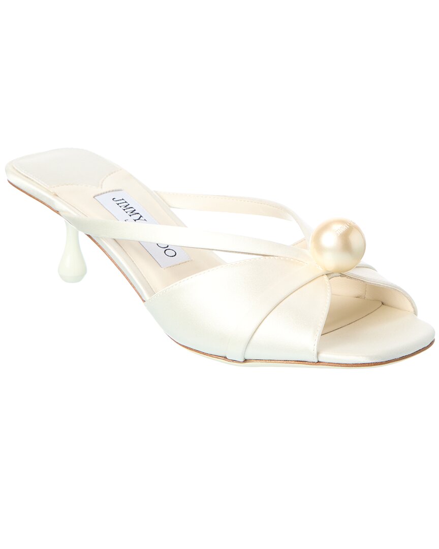 Джимми Чу Сива 50 Атласные мюли Jimmy Choo, белый