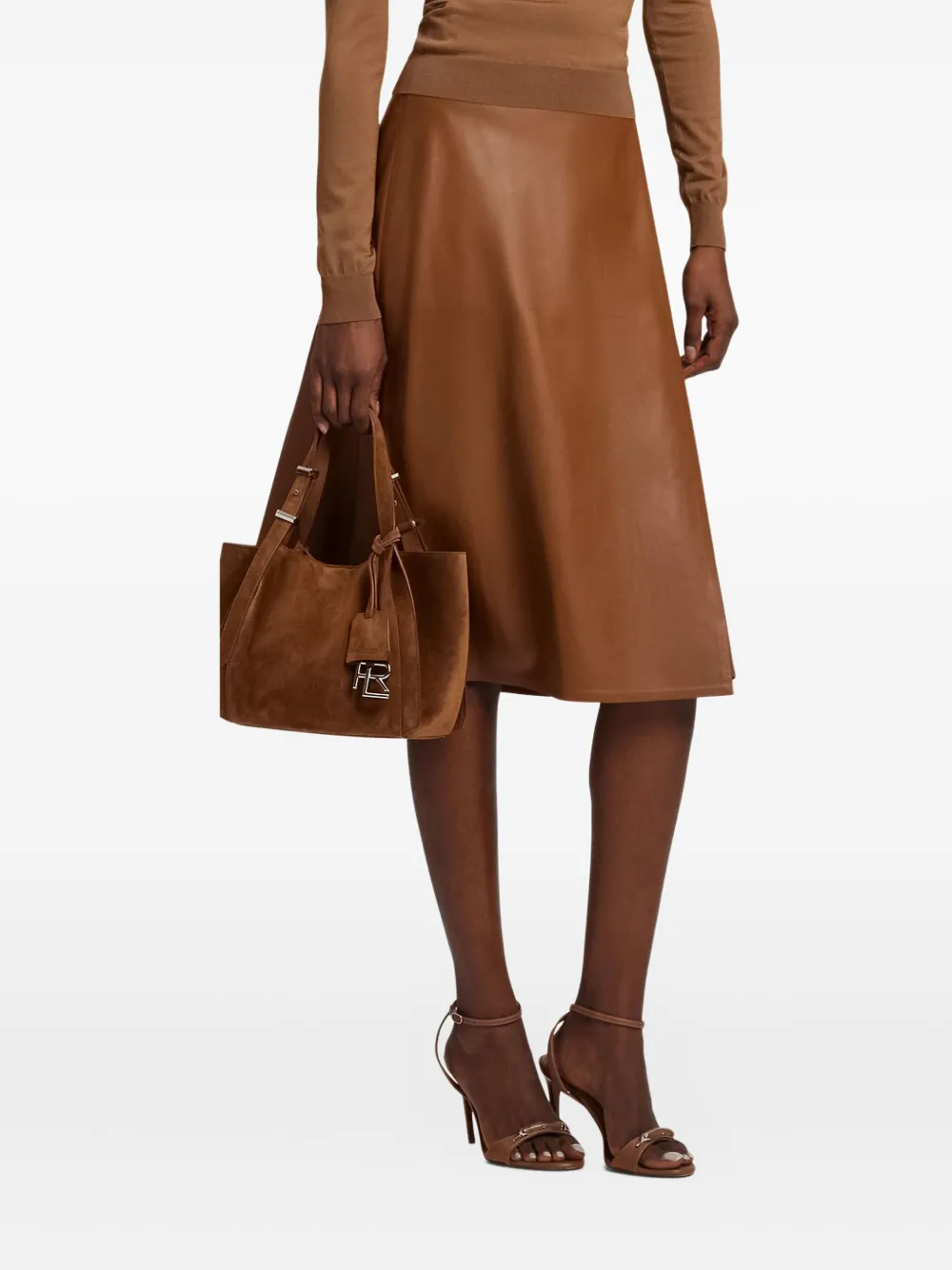 

Кожаная юбка Jackeline Ralph Lauren Collection, коричневый