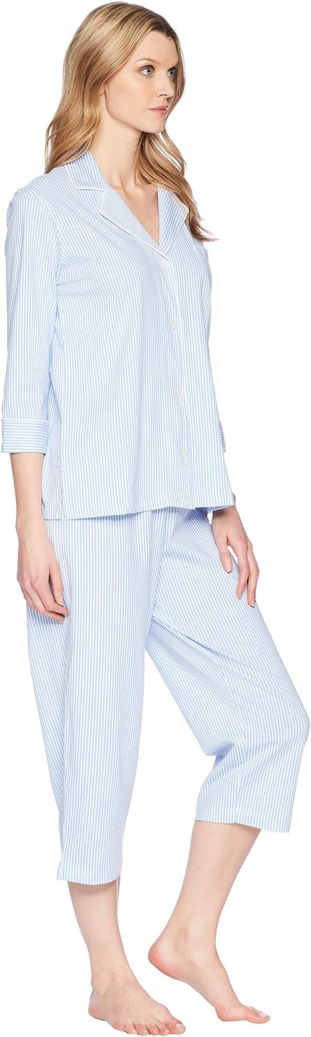 Пижамный комплект-капри Essentials Bingham Knits LAUREN Ralph Lauren, цвет French Blue Stripe — фото 4