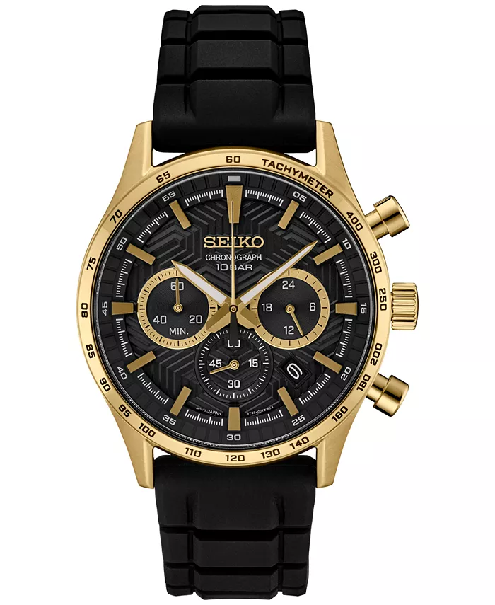 

Мужские часы Chronograph Essentials с черным силиконовым ремешком, 43 мм Seiko