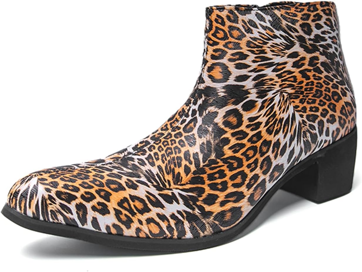 

Мужские ботинки челси с леопардовым принтом, из кожи, на массивном каблуке, с заостренным носком, средним каблуком, с молнией, для вечеринок, свадеб и ночных мероприятий Psieicwm, оранжевый