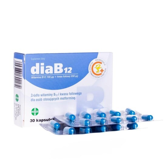 

DiaB12, витамин B12 100 мкг + фолиевая кислота 200 мкг, 30 капсул Galena