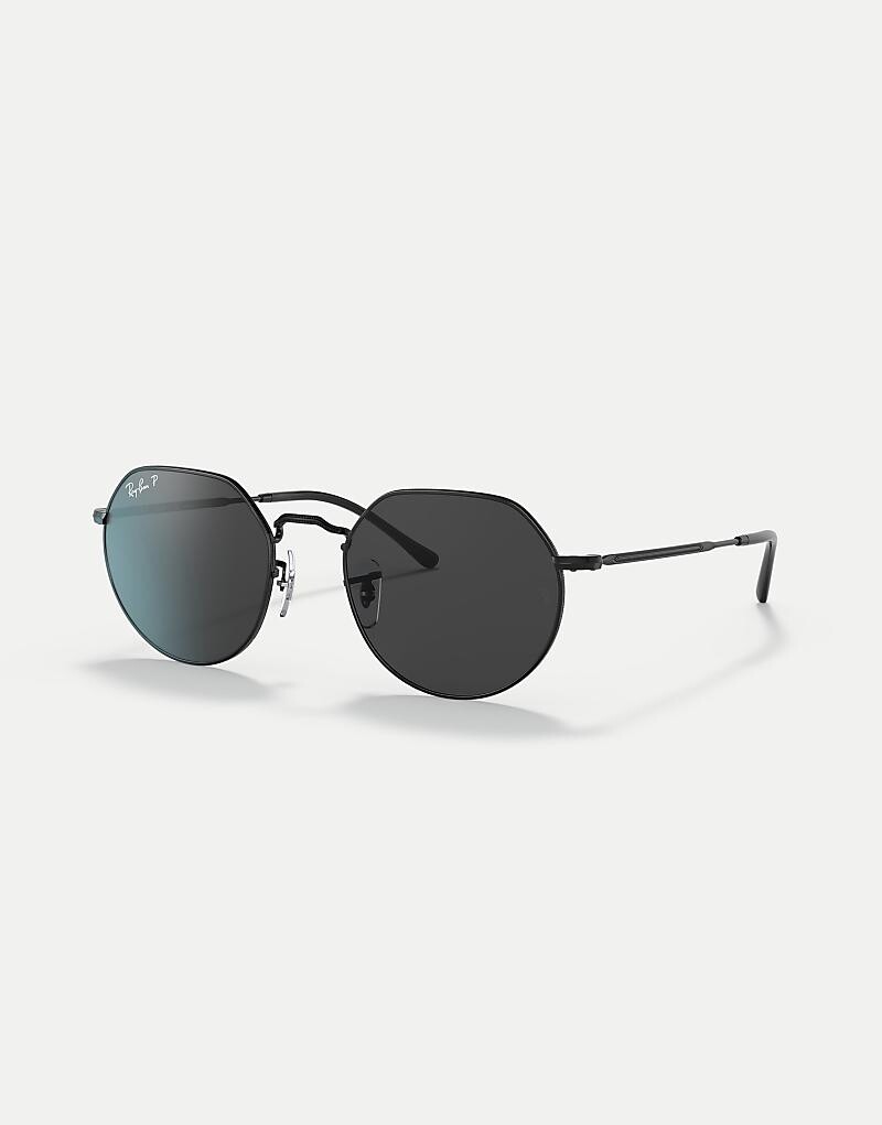 

Черные поляризационные солнцезащитные очки необычной формы Ray-Ban Jack с черными линзами