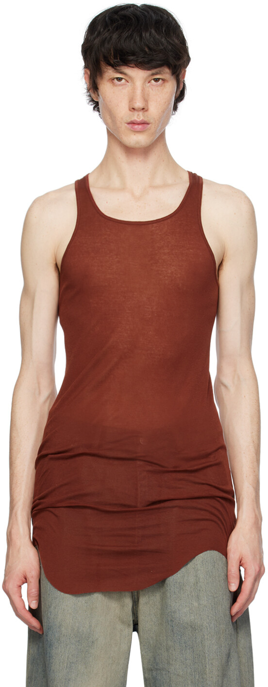 

Коричневая базовая майка Rick Owens, цвет Henna
