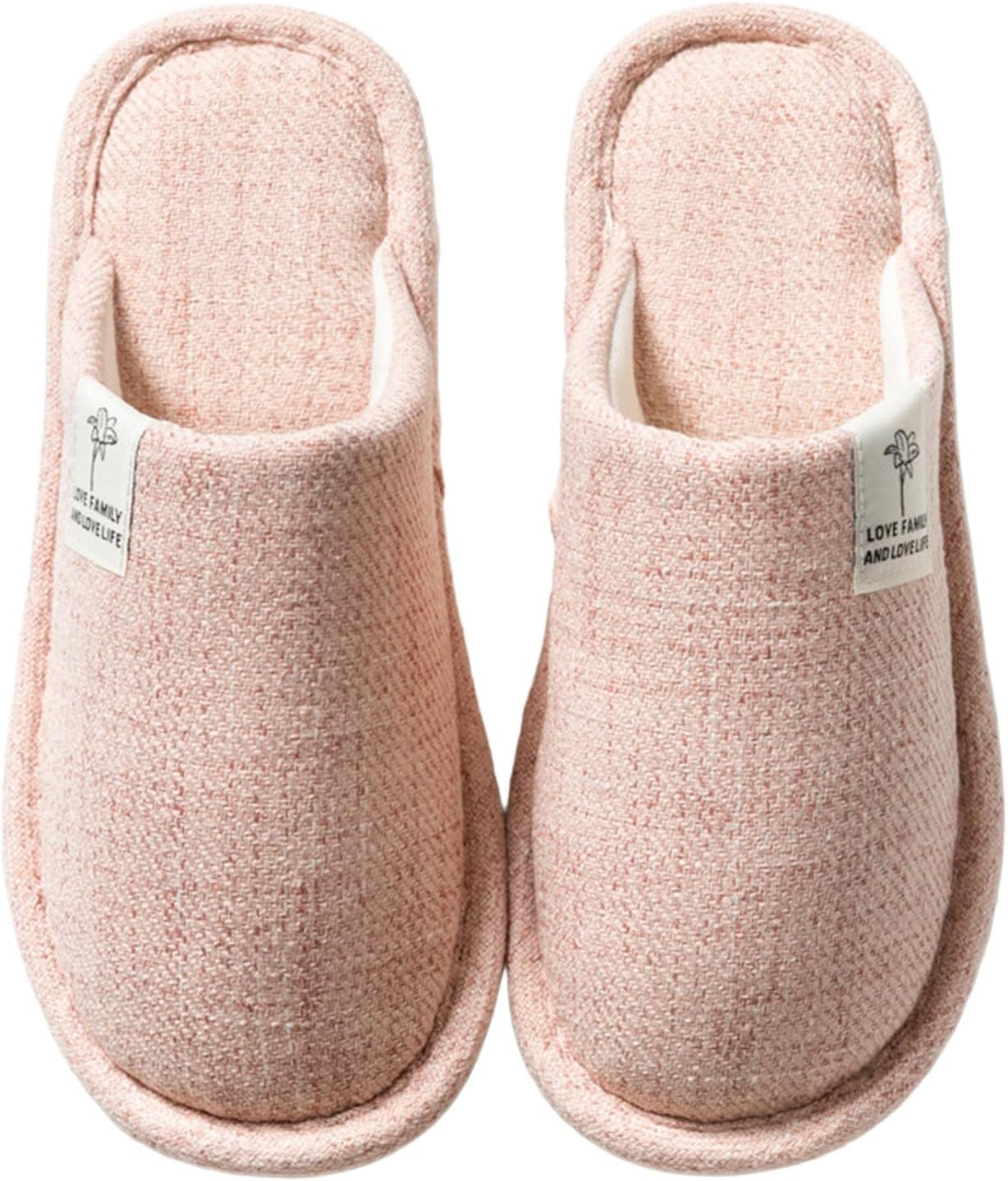 

Зимние льняные тапочки Дышащие домашние нескользящие удобные для женщин и мужчин для дома и отеля Generic, розовый