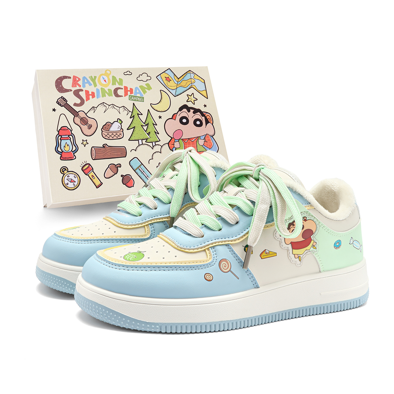 

Низкие кеды для скейтбординга унисекс Crayon Shinchan, Candy синий (Fleece-Lined)