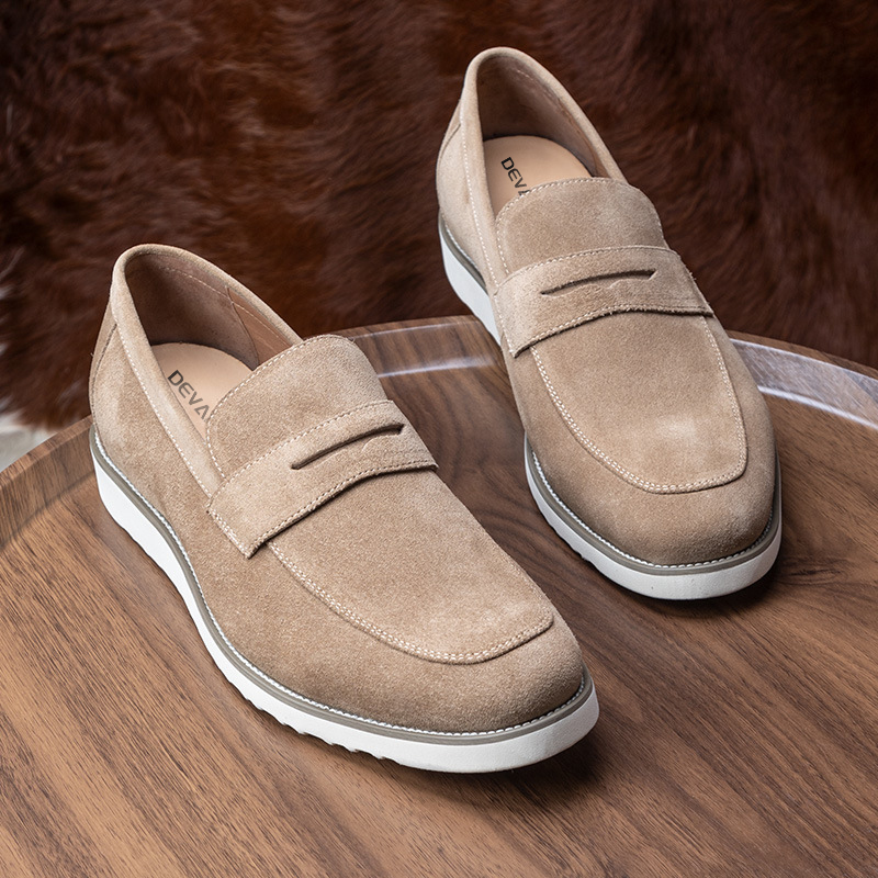 Devanro Коричневые лоферы мужские хаки, цвет Khaki — фото 2