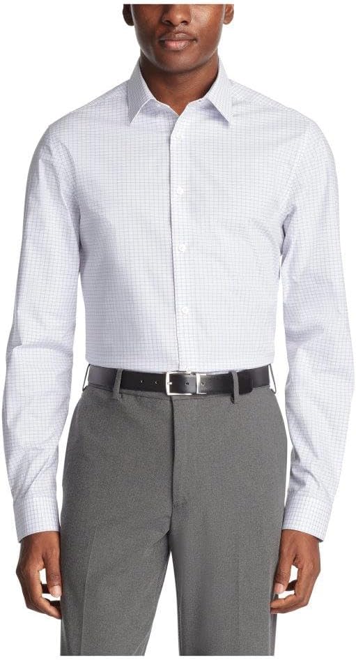 

Мужская рубашка Calvin Klein Slim Fit с французскими манжетами, не требующими глажки, с узором «елочка», Blue Ocean