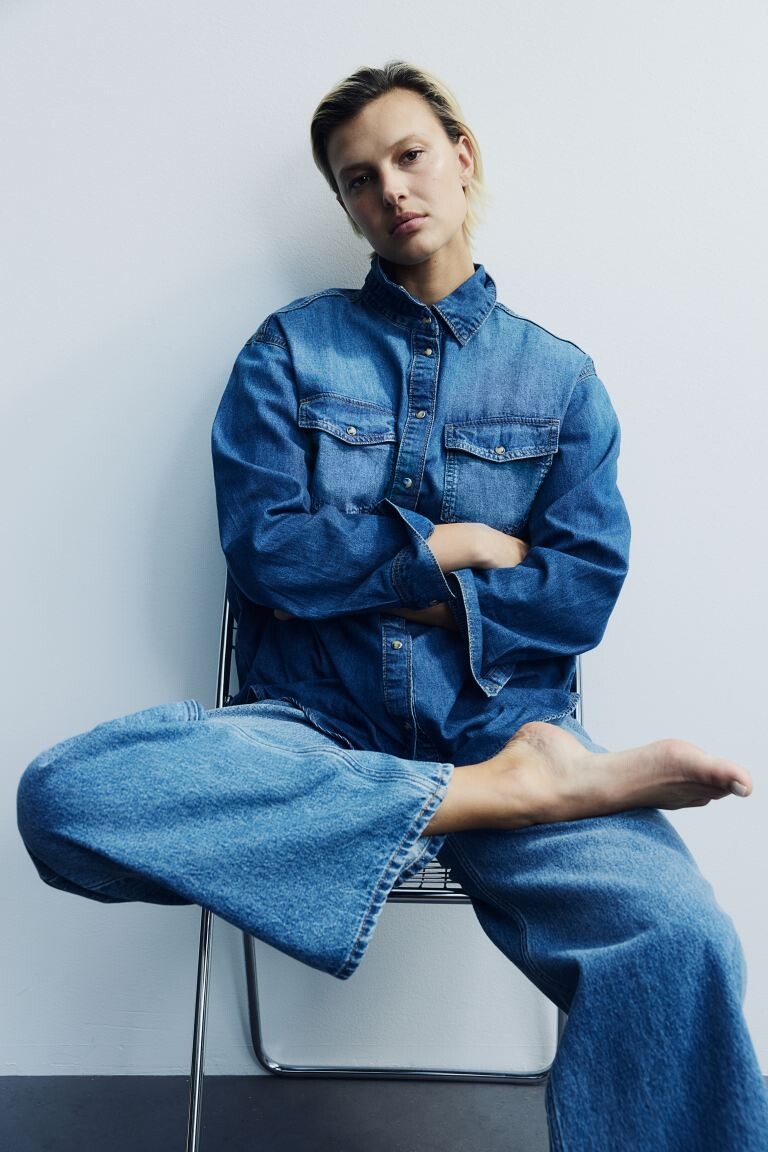 

Джинсовая блузка H&M, синий