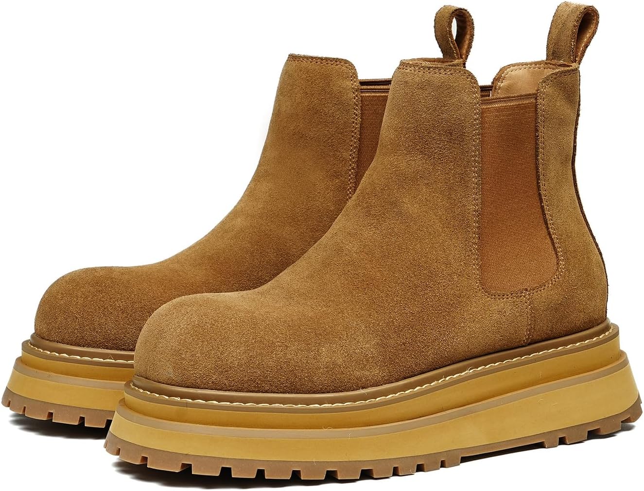 

Мужские повседневные ботинки Santimon Chelsea до щиколотки с массивной подошвой - модные современные ботинки из натуральной кожи или замши на резиновой подошве для бизнеса, свадьбы и вечеринок, коричневый