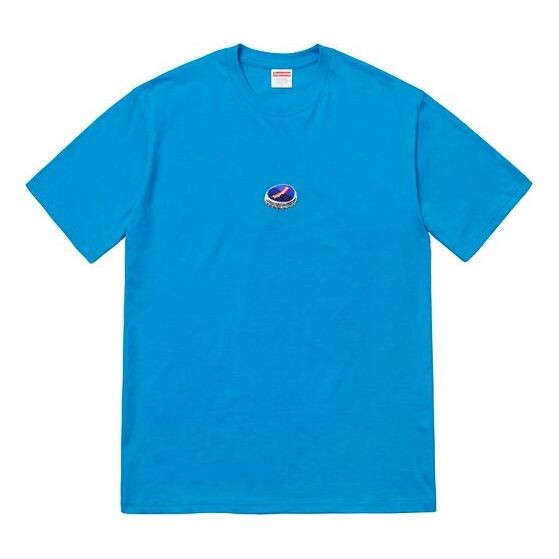 

Футболка Supreme FW18 Bottle Cap Tee Bright Blue Logo Tee, синий
