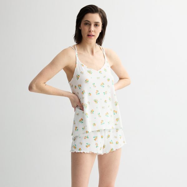 

Женский комплект пижамы: топ-майка и шорты Sonoma Goods For Life, цвет white orange