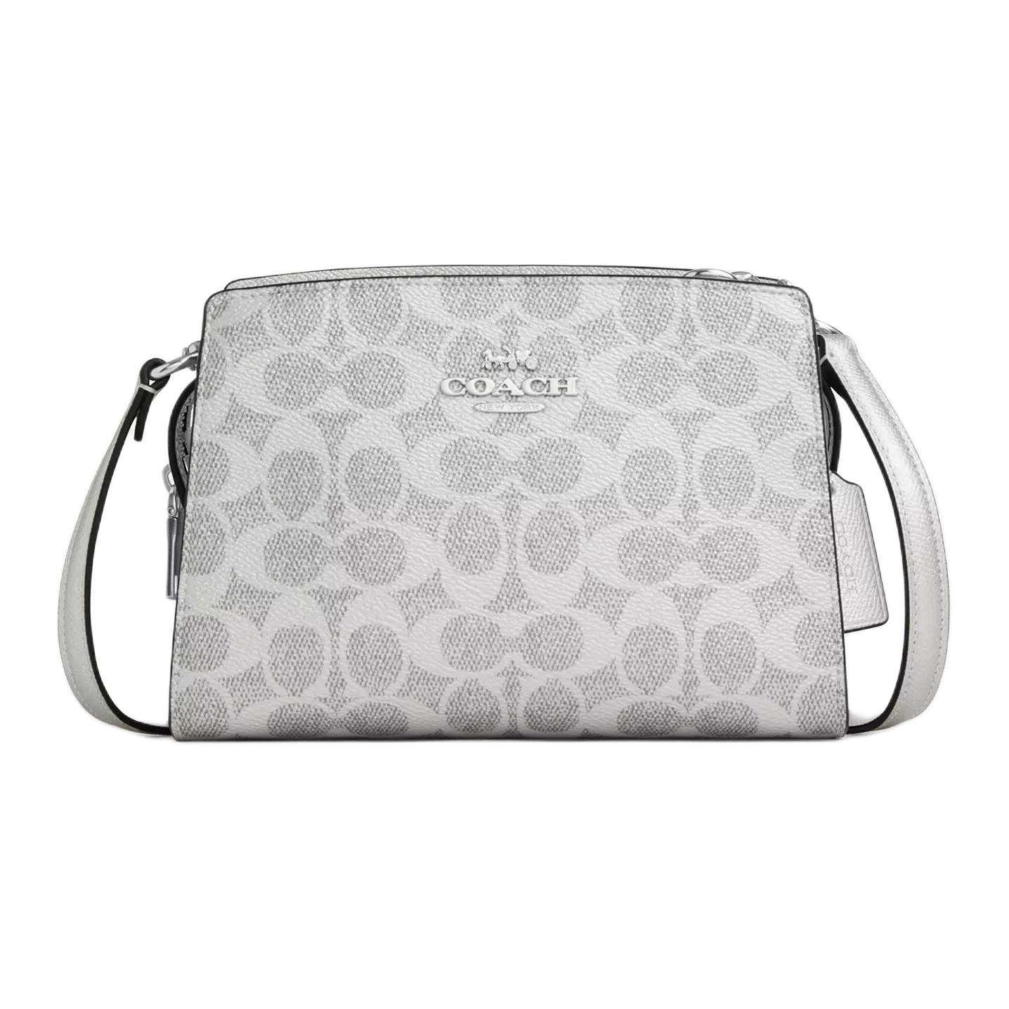 

COACH Маленькая женская сумка кроссбоди из лакированного полотна Silver