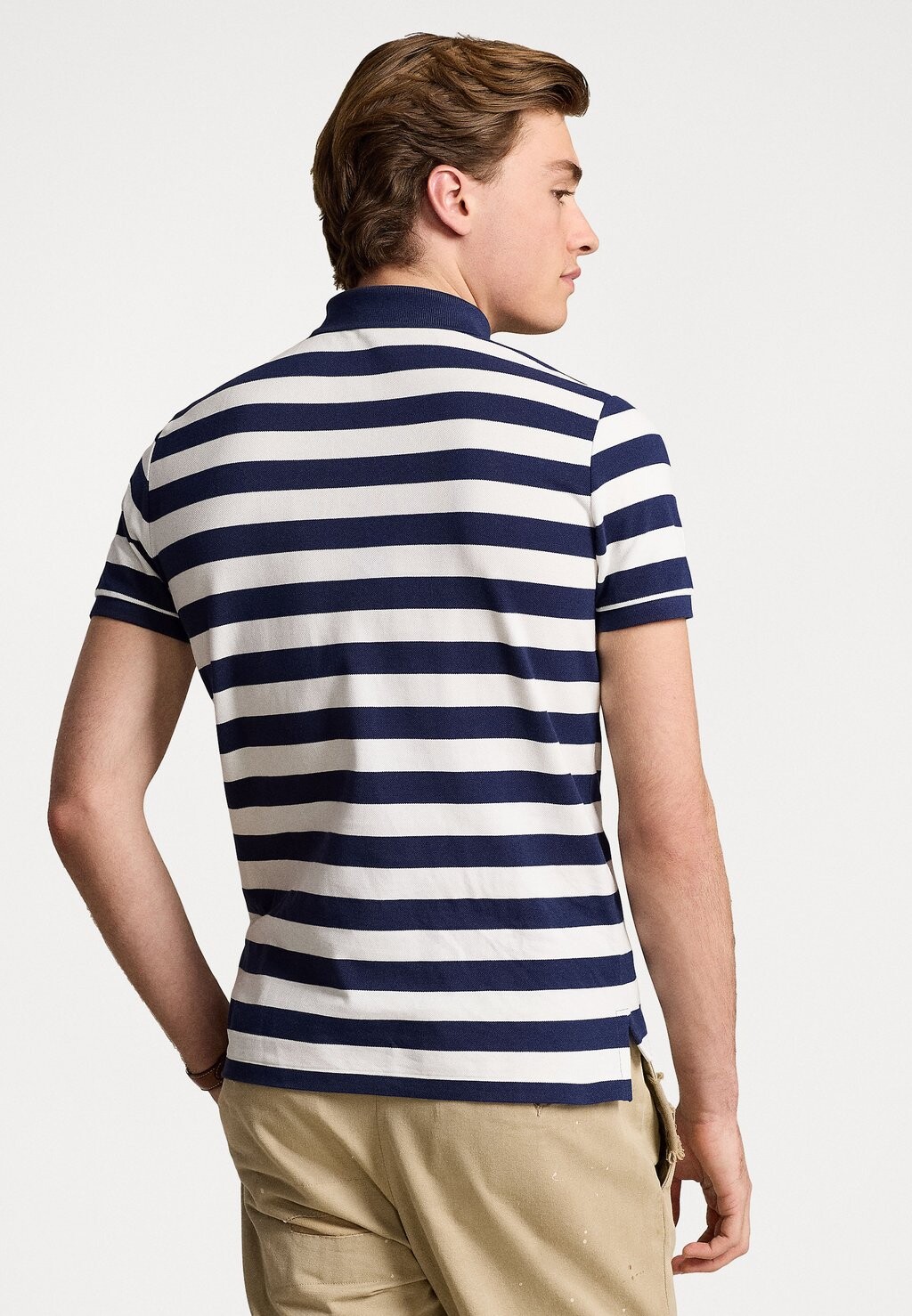 

Поло CUSTOM SLIM FIT STRIPED MESH POLO SHIRT Ralph Lauren, кремовый