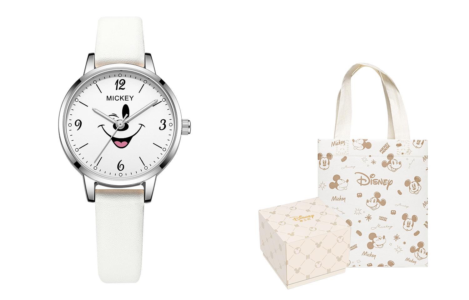 

Disney Часы Quartz Movement Leather Strap Watch Unisex White Dial