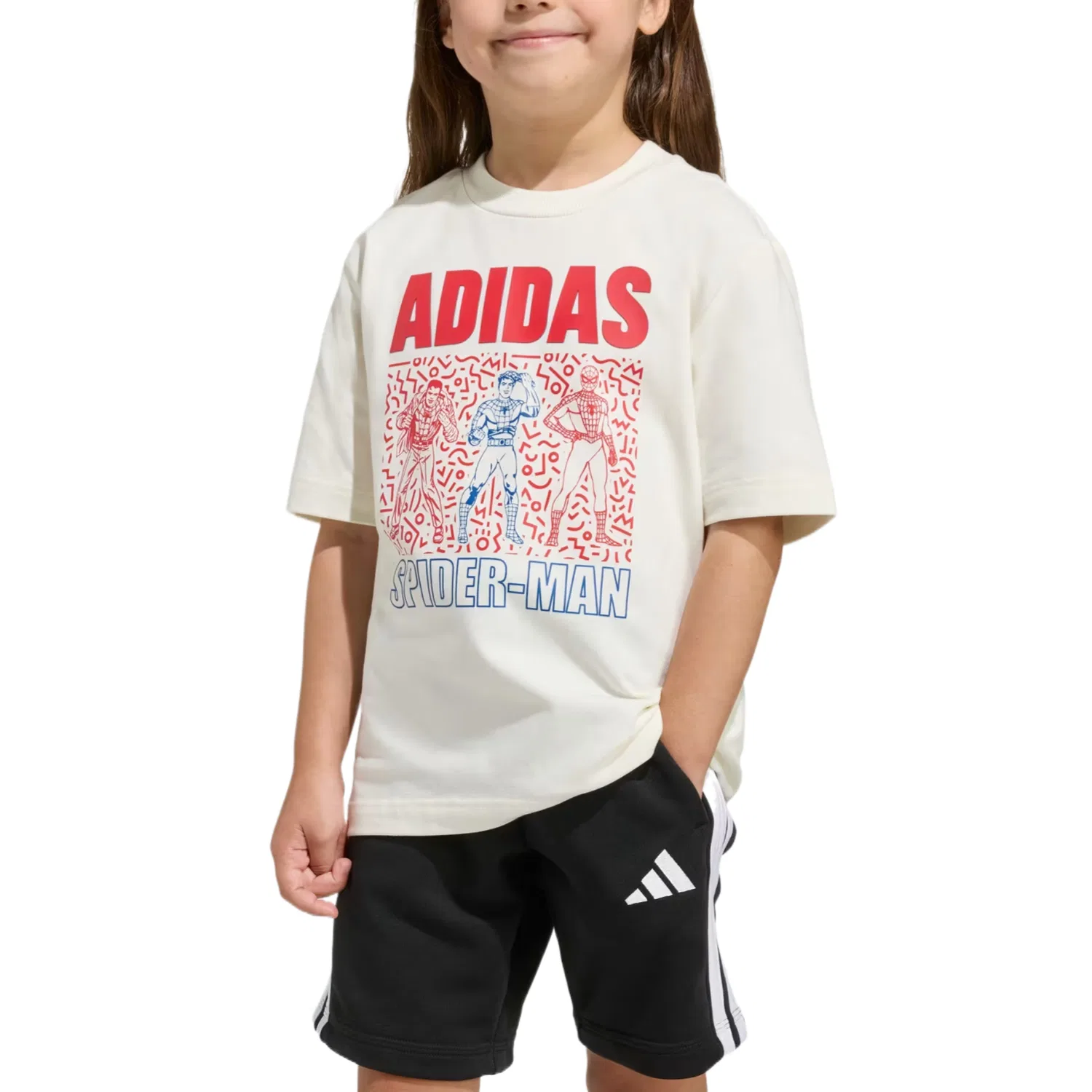 Футболка детская x MARVEL Adidas, Ecru/Dark Blue