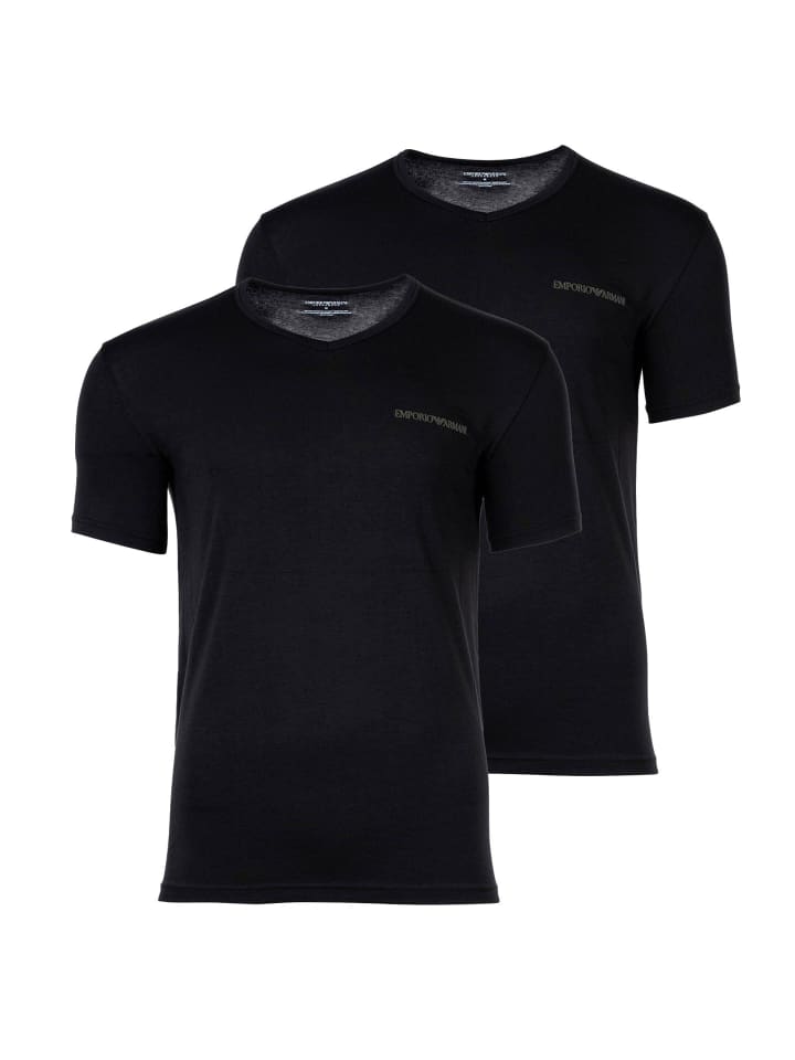 

Emporio Armani Комплект из двух футболок черного цвета, Черный, Emporio Armani Комплект из двух футболок черного цвета