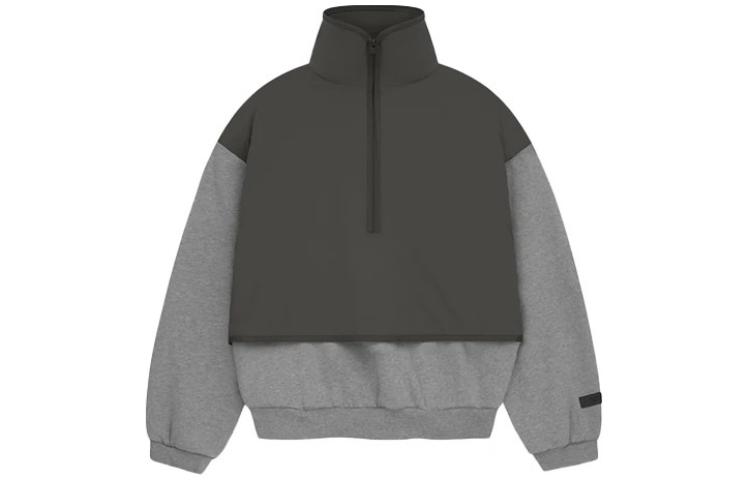 Детский свитер с воротником-стойкой из флиса и нейлона Fear Of God Essentials, серый — фото 3