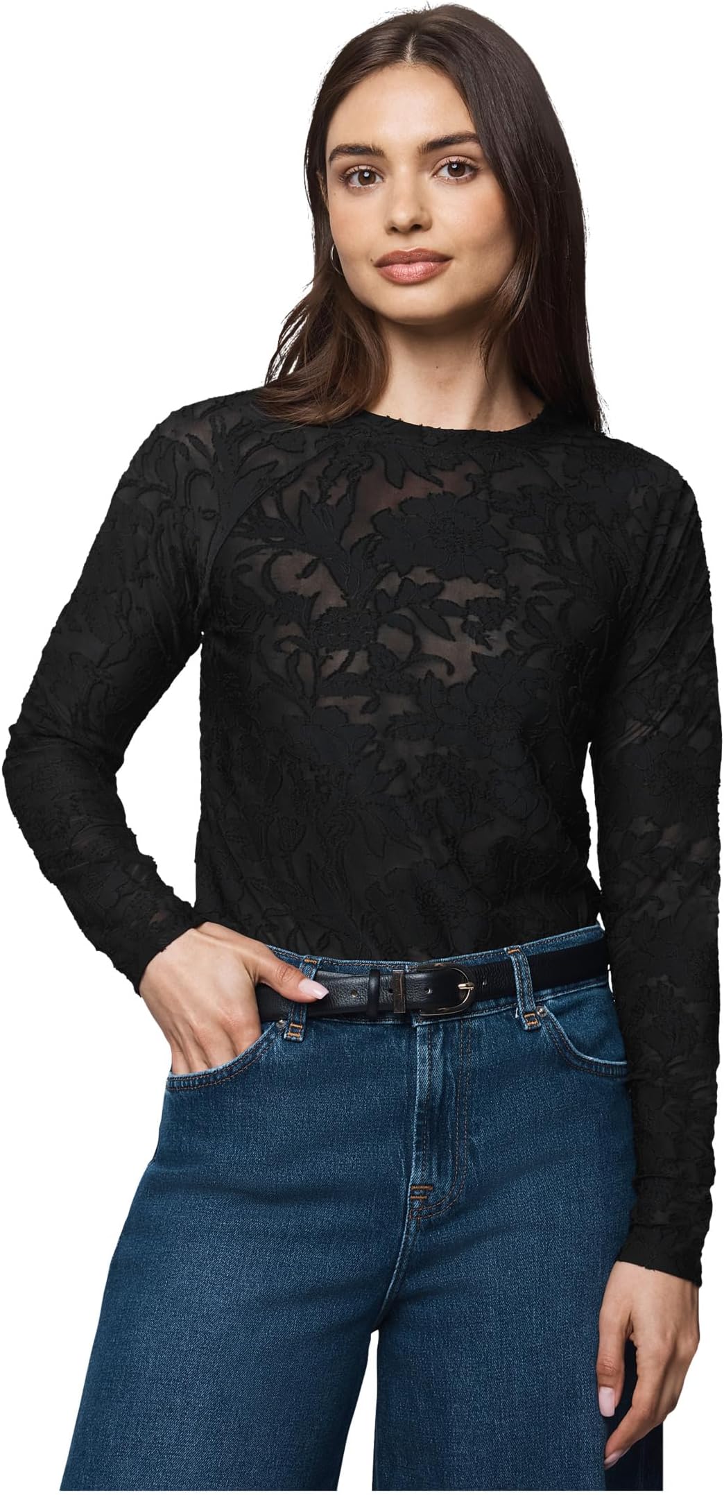 

Женская футболка с длинным рукавом и цветочным принтом Cecelia Splendid, Black