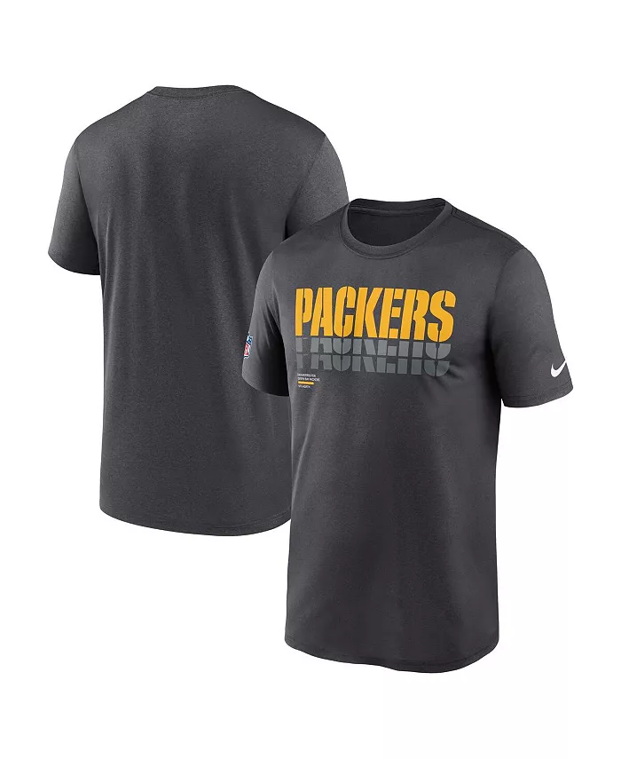 

Мужская футболка Charcoal Green Bay Packers Wordmark Block Sideline Legend Performance Nike