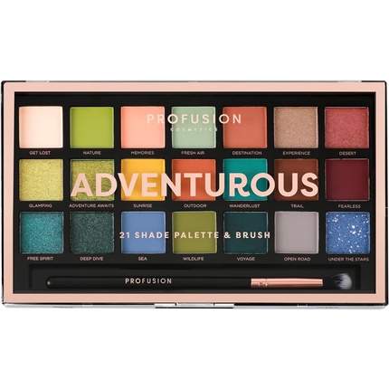 

Палитра и кисточка Adventurous 21 оттенок Profusion Cosmetics
