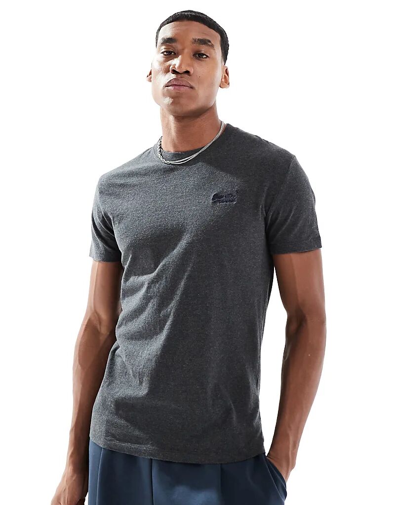 

Футболка с логотипом Superdry Cotton Essential в темно-синем/оливковом цвете