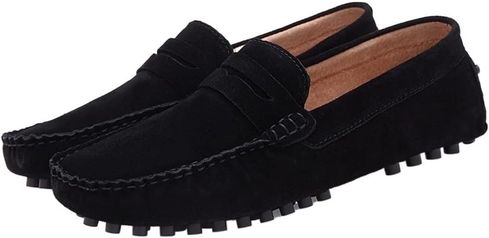 

Мужские лоферы, пенни-лоферы, простые однотонные цвета, замшевая верхняя часть, плоский каблук, удобные, гибкие, устойчивые к скольжению, классические слипоны для выпускного Jiadeli, черный