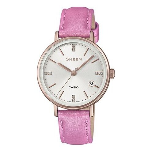 

Часы CASIO Waterproof SHEEN Quartz Sapphire Crystal Rose Red Analog, красный