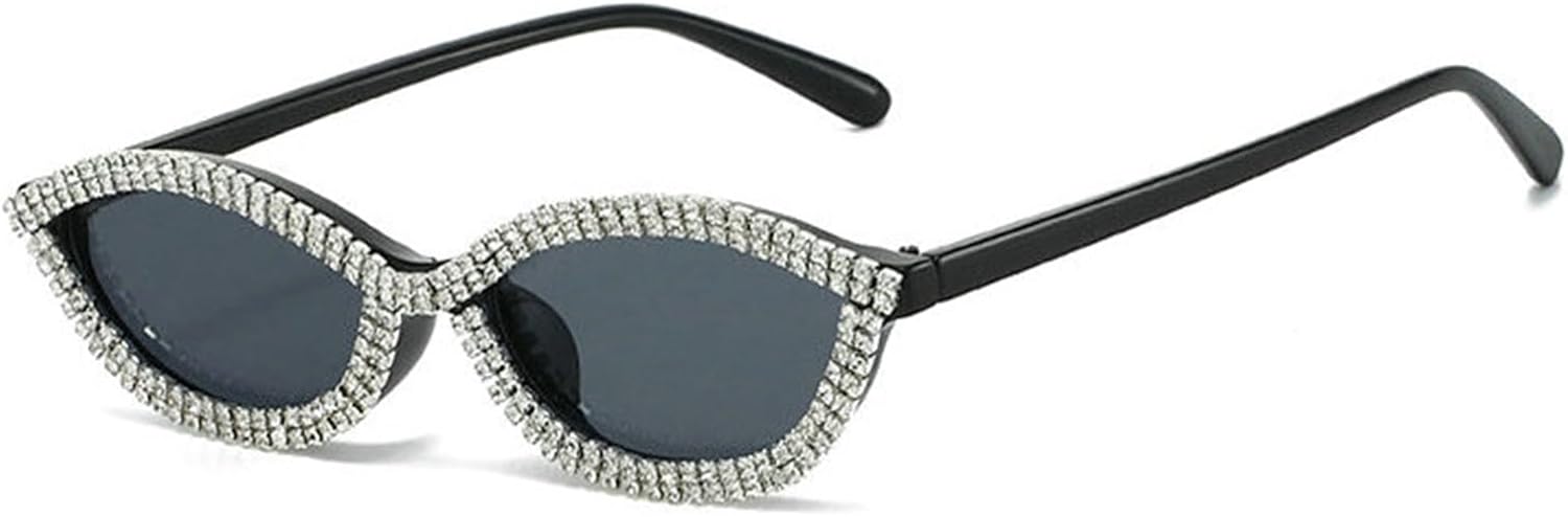 

COTIA Сексуальные солнцезащитные очки «кошачий глаз» для женщин и мужчин, маленькие, с бриллиантовой отделкой и стразами, модные, для вечеринок, сверкающие солнцезащитные очки, Black