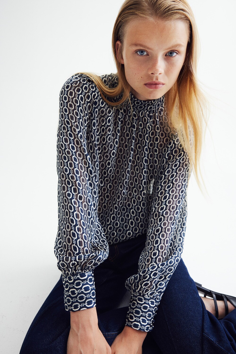 

Узорчатая блузка H&M, синий