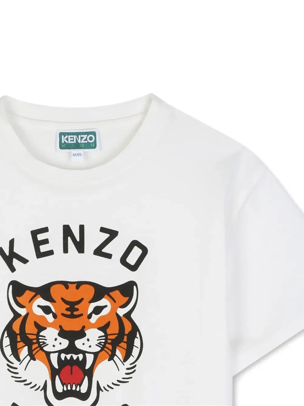 Футболка с круглым вырезом и тигровым принтом Kenzo Kids, белый — фото 3