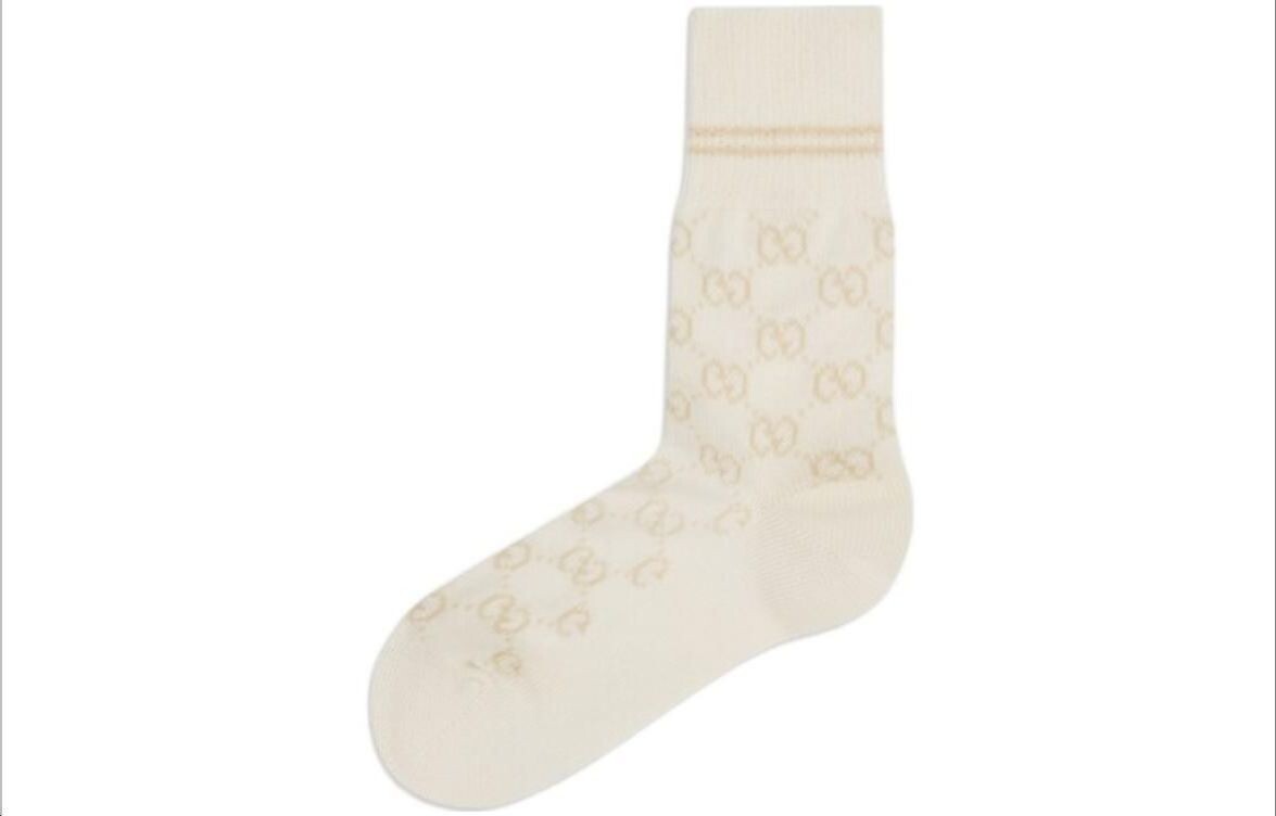 Женские носки GUCCI до середины икры, цвет 1 double pack (ivory) — фото 2