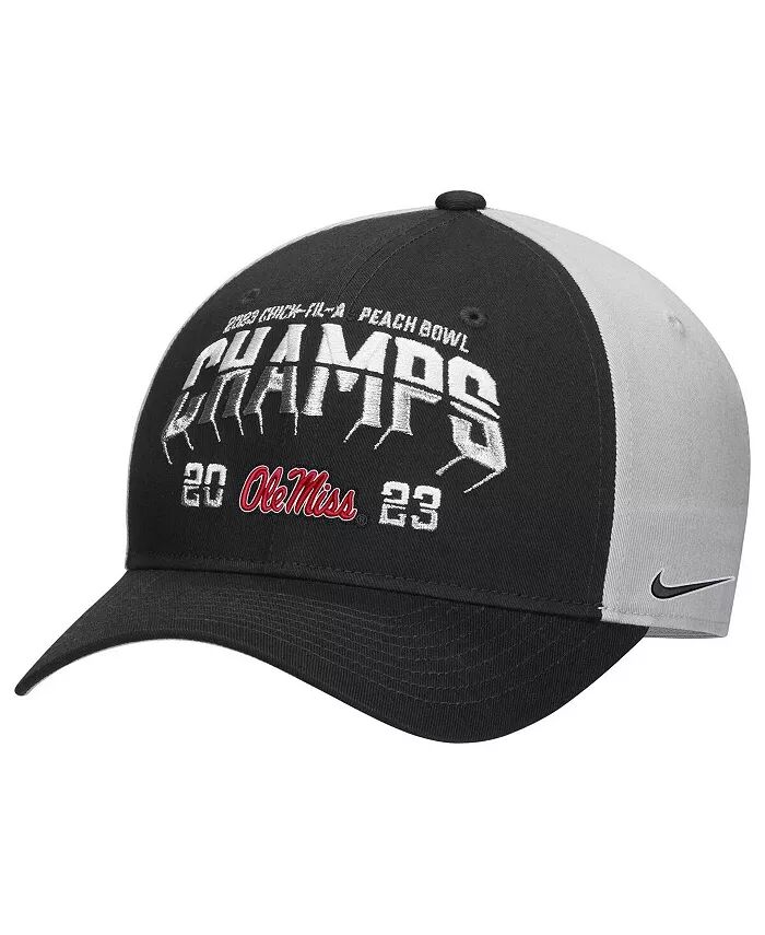 

Мужская черная шапка Ole Miss Rebels 2023 Peach Bowl Champions Locker Room с регулируемой посадкой Nike