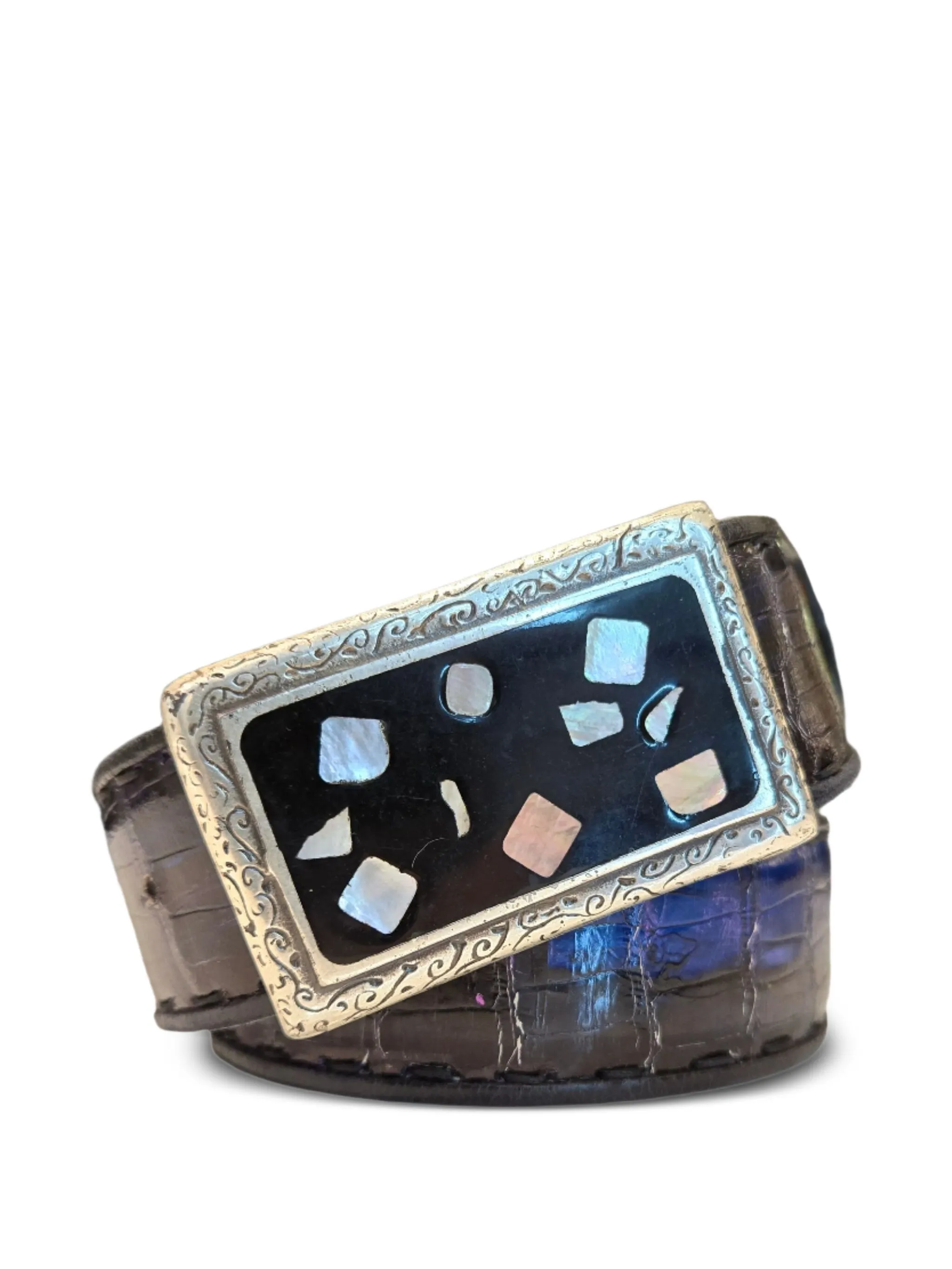 

Ремень с гравированной пряжкой Castangia, черный