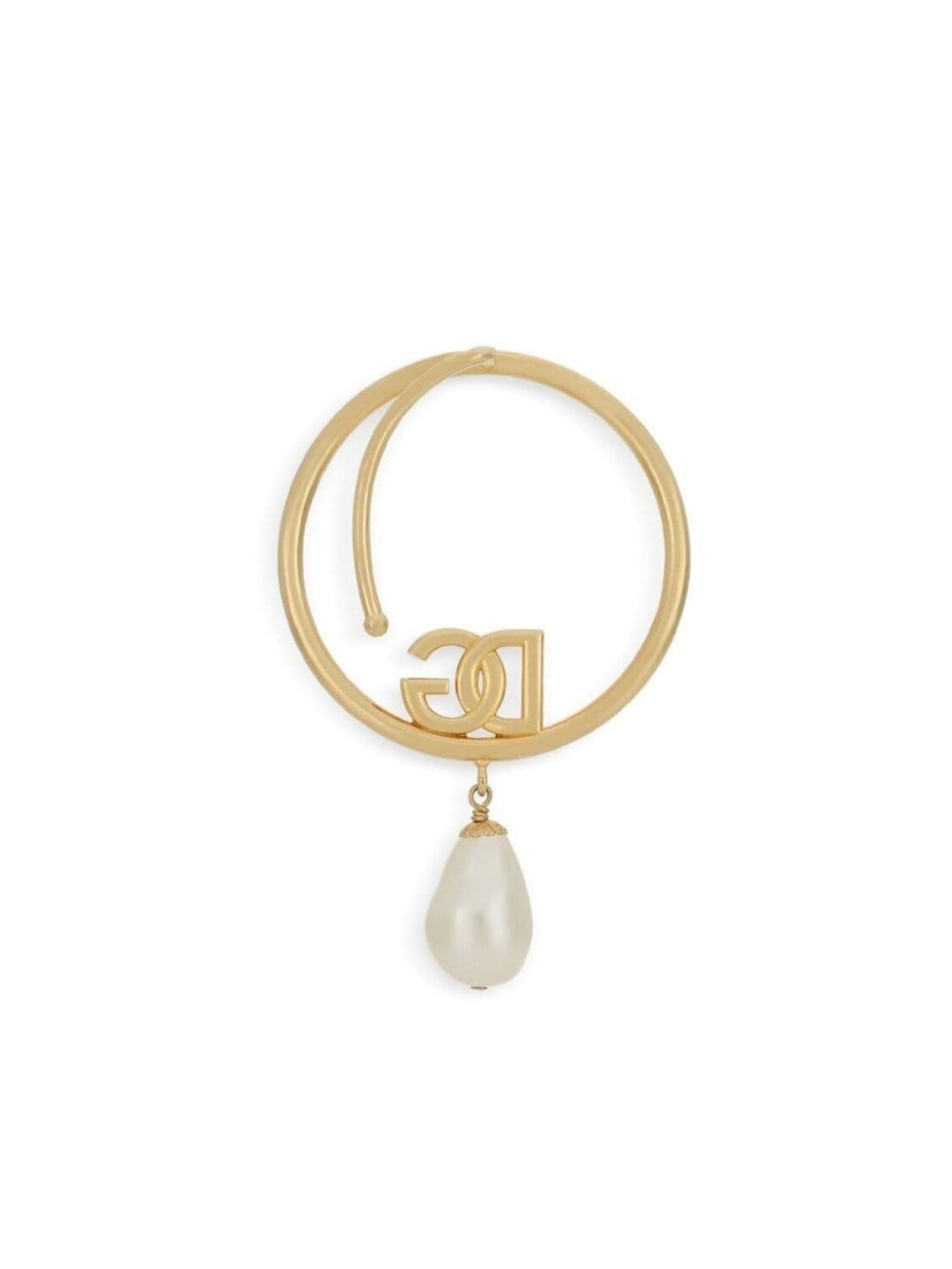Серьги-кольца с жемчугом и логотипом DG Dolce & Gabbana, золотой — фото 3