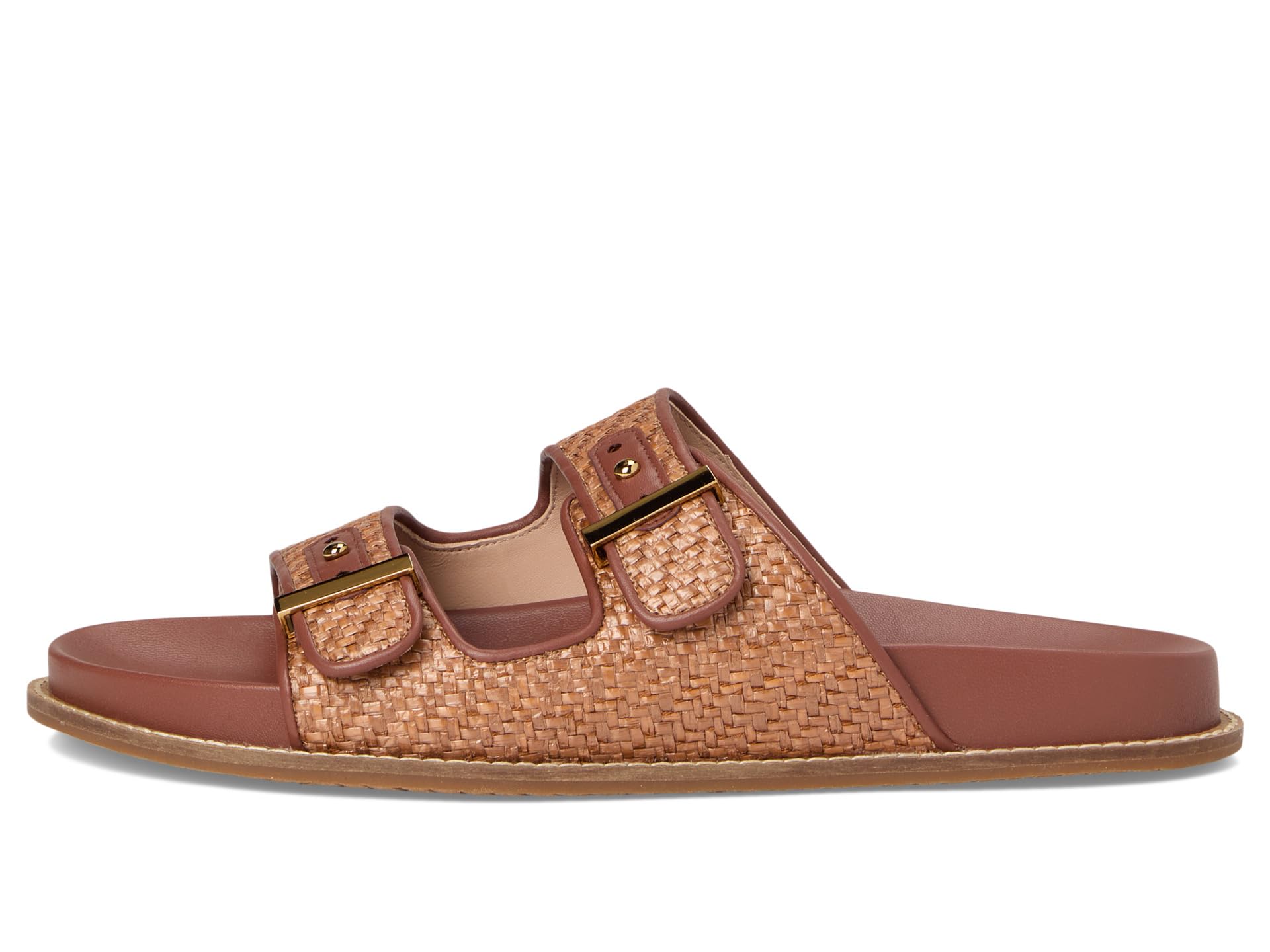 Сандалии Cole Haan Marisol Footbed Sandals, цвет Tan Raffia/Dark Cuoio Leather — фото 4