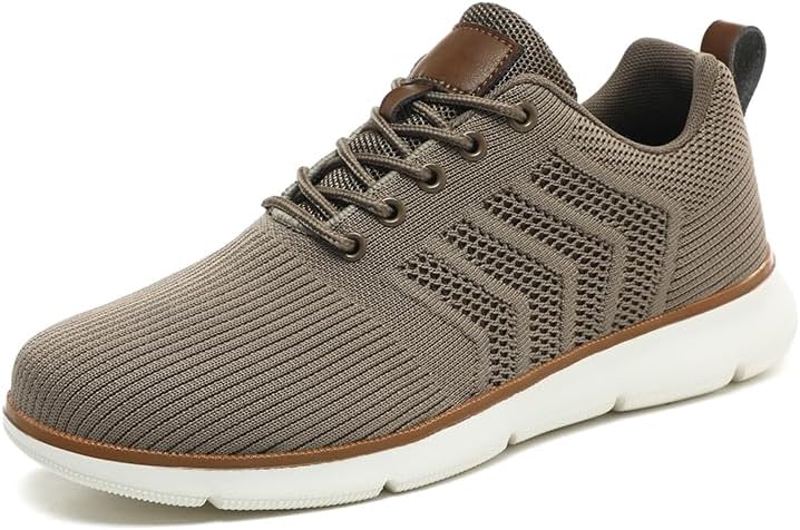 

Мужские кроссовки Oxfords Men’s KnitFlex Breeze с сетчатым верхом, шнуровкой, легкие повседневные для ходьбы Pilluren, бежевый
