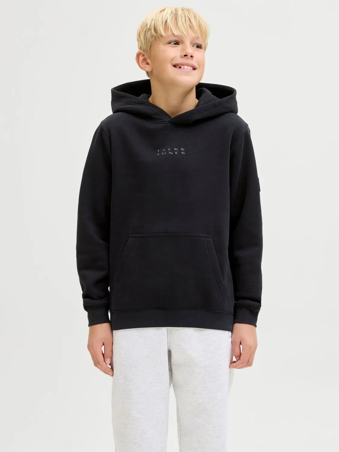 Капюшон худи из органического хлопка JACK & JONES Junior, черный — фото 2