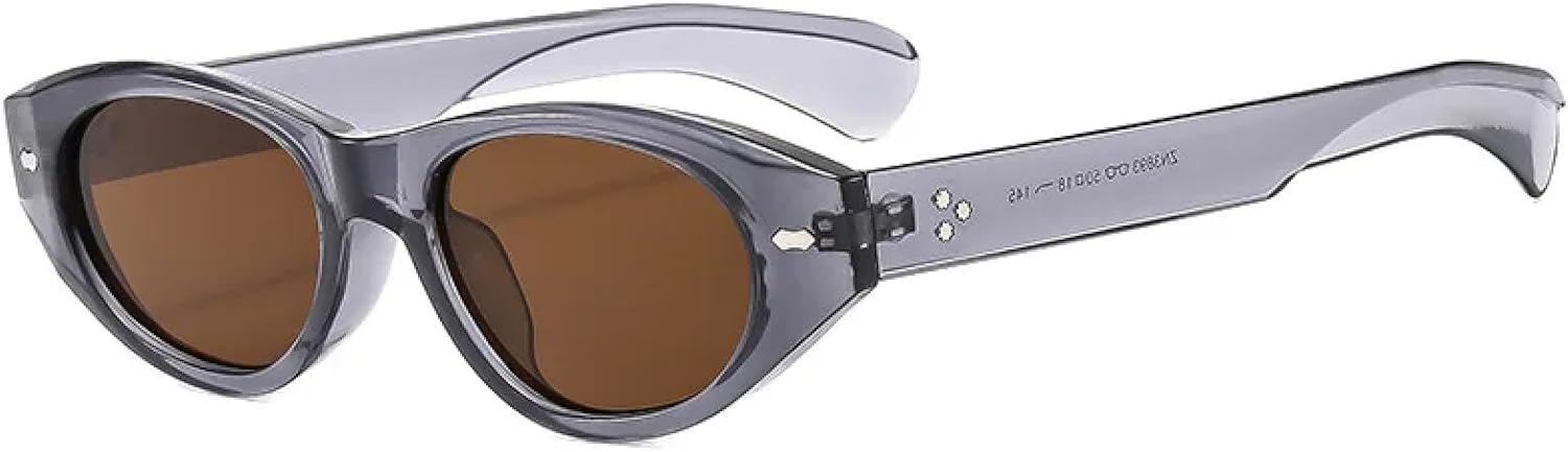 

Солнцезащитные очки с защитой от УФ-излучения UV400 | Маленькие овальные заклепки | для женщин и мужчин, для занятий спортом на открытом воздухе и вождения DSVIGF, Gray