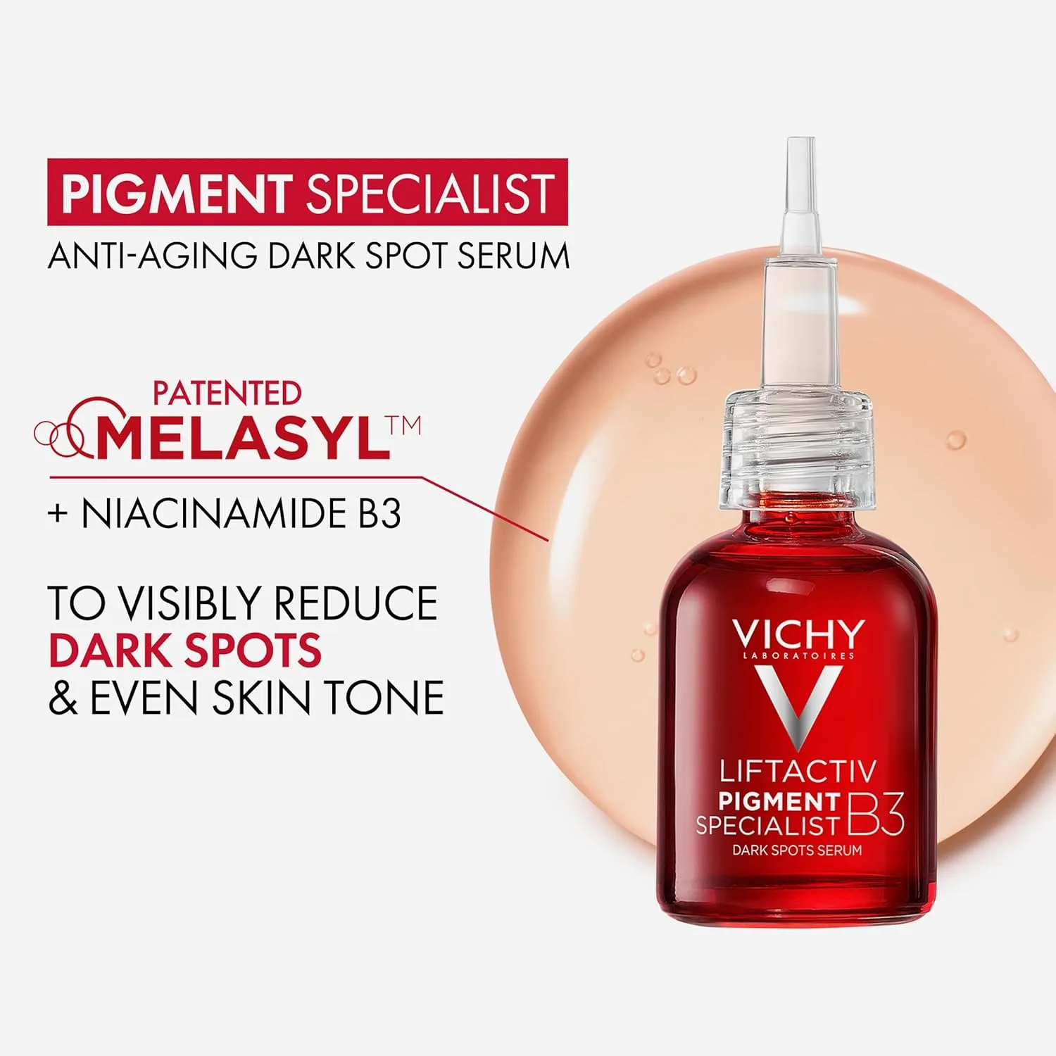 Сыворотка Vichy — LiftActiv B3 с % ниацинамидом, гликолевой и транексамовой кислотами и пептидами, 29.9 мл — фото 2