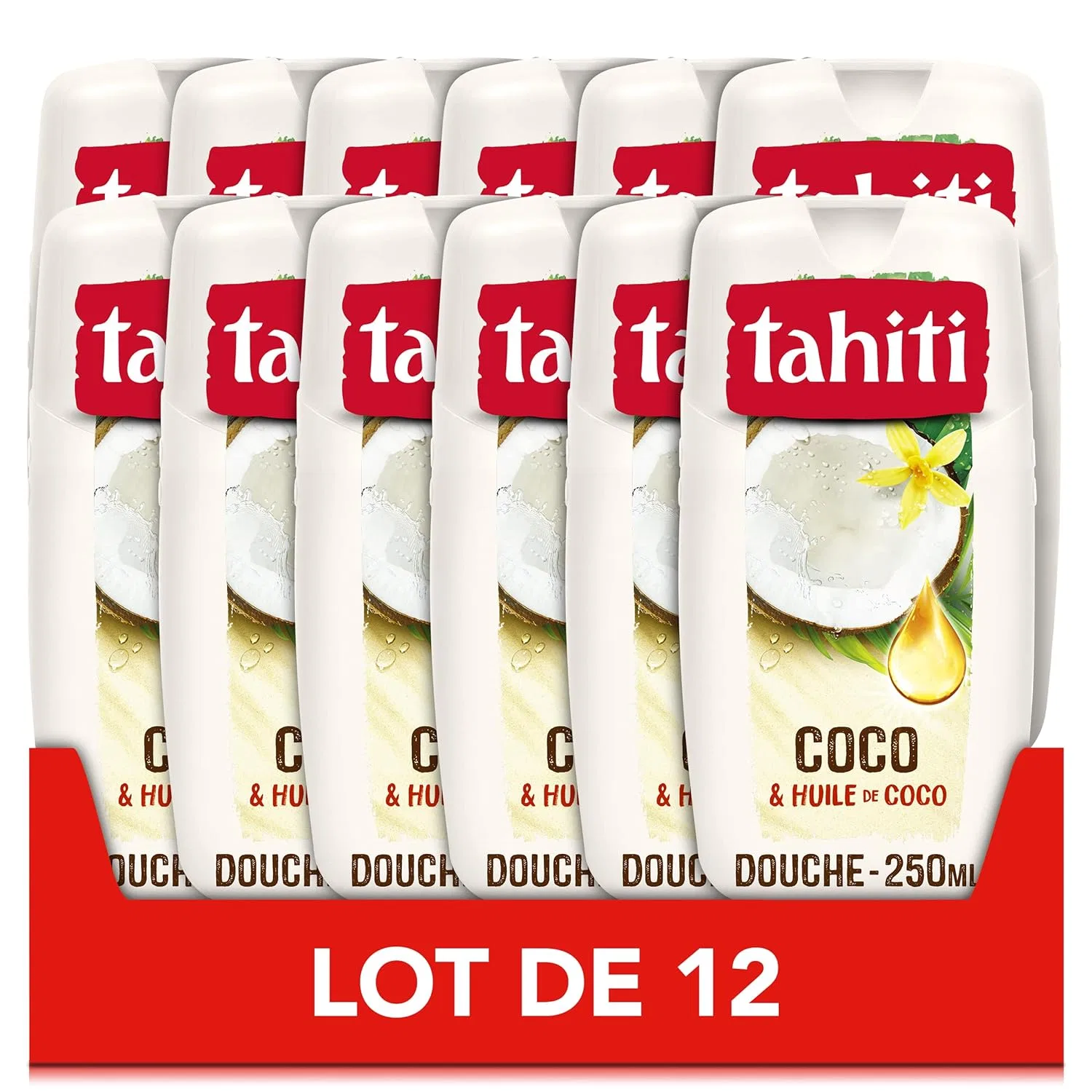 Гель для душа Tahiti Coco с кокосовым маслом, 12 x 250 мл No brand