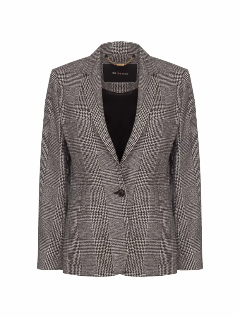 

Кашемировый однобортный жакет Kiton, мультиколор