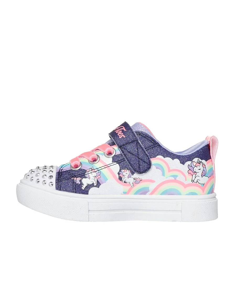 Детские кроссовки для девочек Twinkle Toes: Twinkle Sparks - Unicorn Stay-Put Light-Up Casual Sneakers от Finish Line Skechers, темно-синий, мультиколор — фото 3