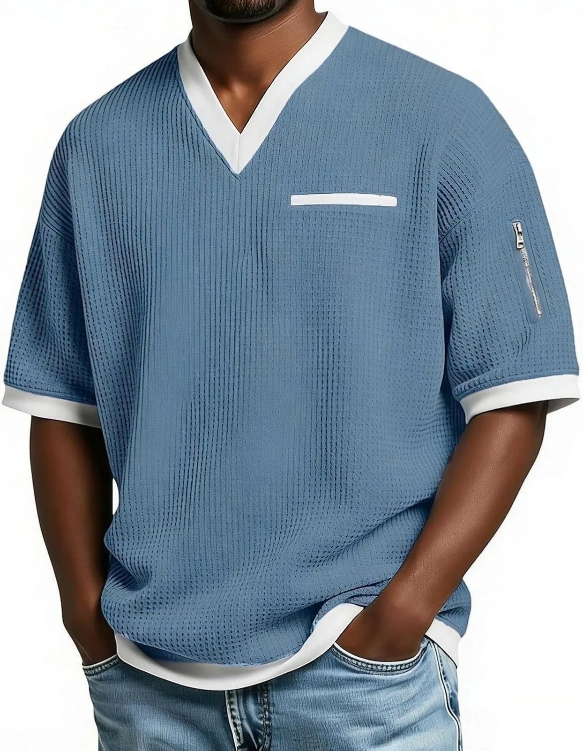 

Мужская футболка V-образным вырезом с карманами Sdeycui