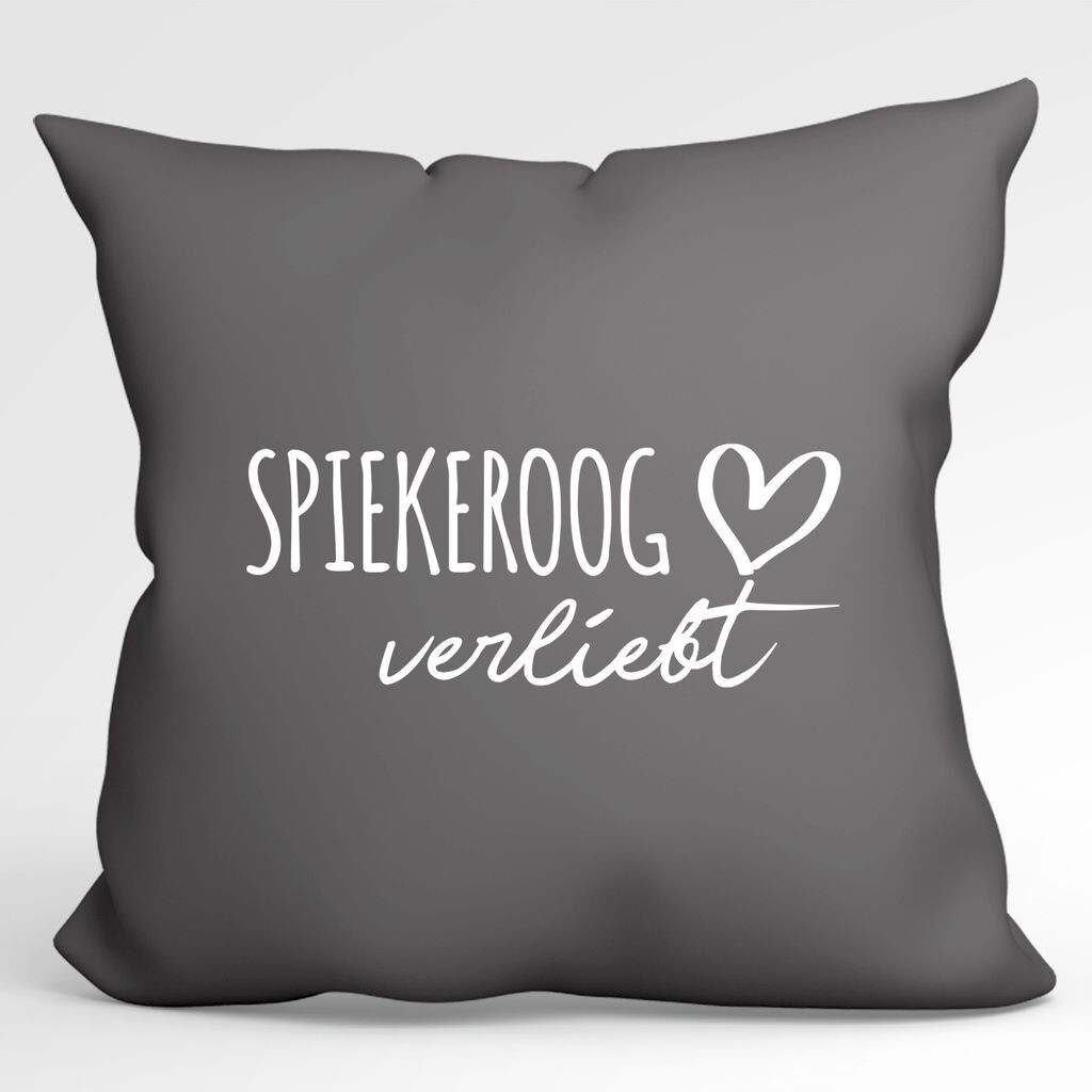 

УРАА! Подушка Spiekeroog in love Декоративный чехол на подушку без наполнения Серый Сталь с названием любимого острова Hellweg Druckerei