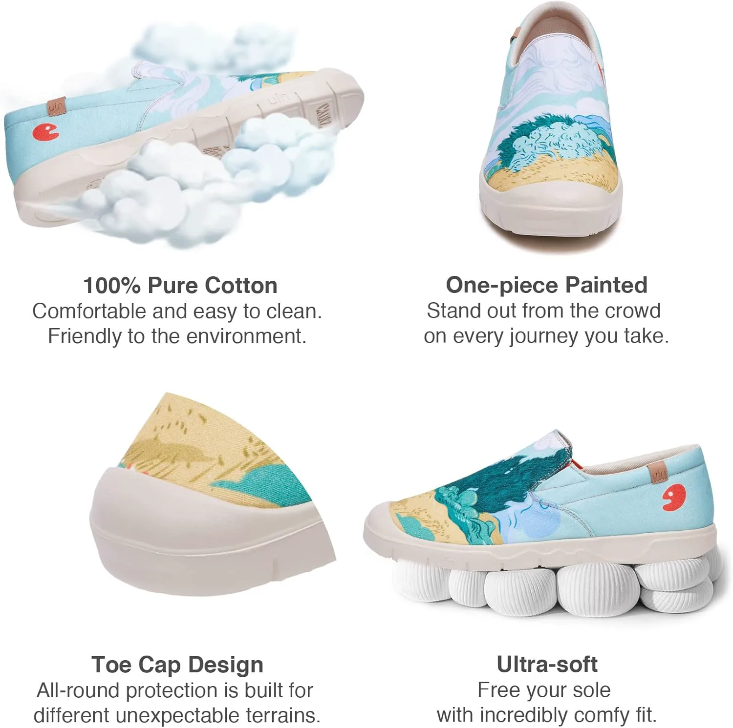 

Мужские модные кроссовки UIN Легкие прогулочные повседневные слипоны Комфортные тканевые с художественной росписью для путешествий Кадис